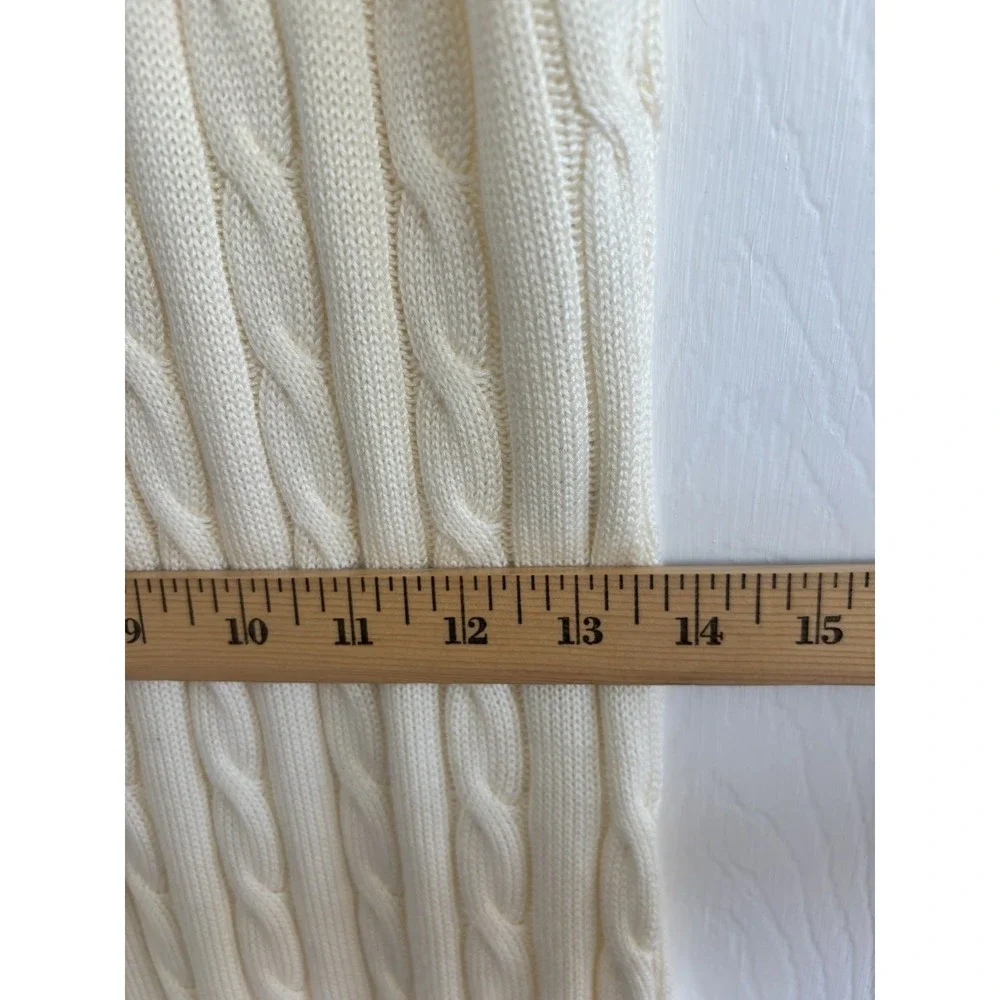 Calvin‎ Klein Ivory Sleeveless Cable knit Sweater Dress Large Shawl Collar NEW